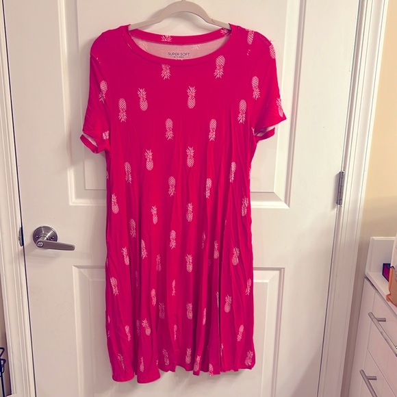 Mini Super Soft Fit N Flare Dress - Pink Pineapple - Torrid size 00 (equals 10) - Picture 6 of 10